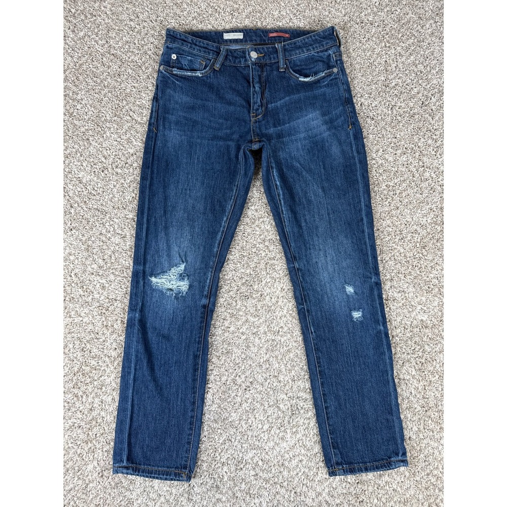 Pilcro Jeans Womens 26 Blue Slim Boyfriend Crop Distressed Anthropologie Denim